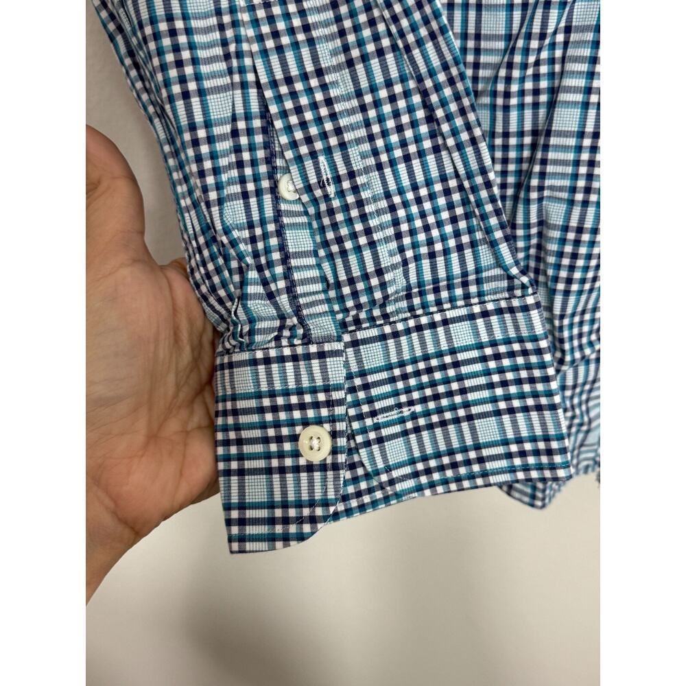 Billy Reid Mens Medium Standard Cut Button Down Blue Multi Plaid Shirt Italy - Picture 6 of 12